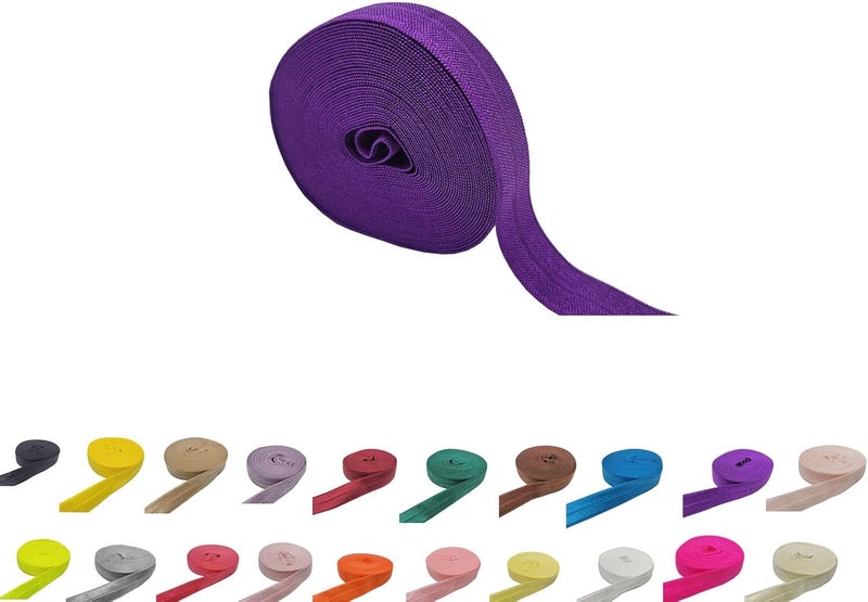 FAYADA Fold Over Elastic,5/8" Foldover FOE Trim Elastic Ribbon,Stretch FOE Band for Hair Ties Headbands Sewing Craft -5 Yards (Regal Purple) - Image 1